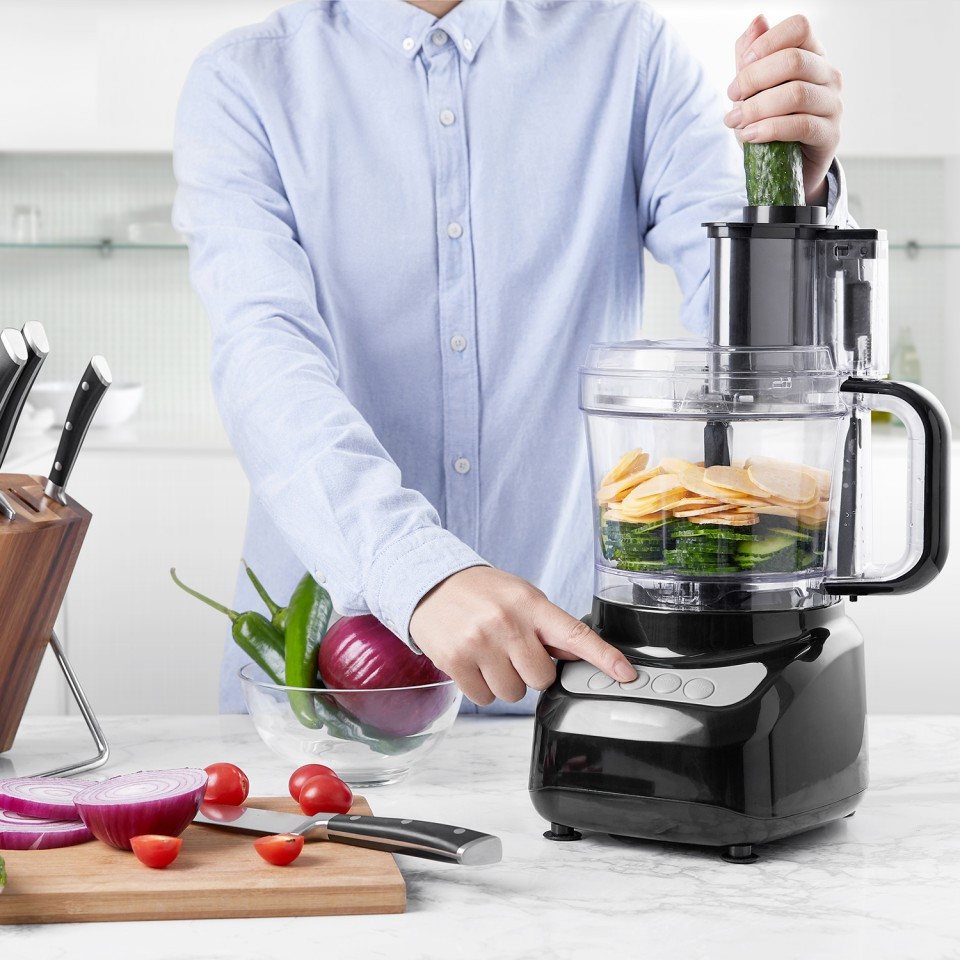 FOHERE Küchenmaschine 2-in-1 Küchenmaschine, 8 Tassen, Zerkleinerer und Fleischwolf, 500 W Bild 3