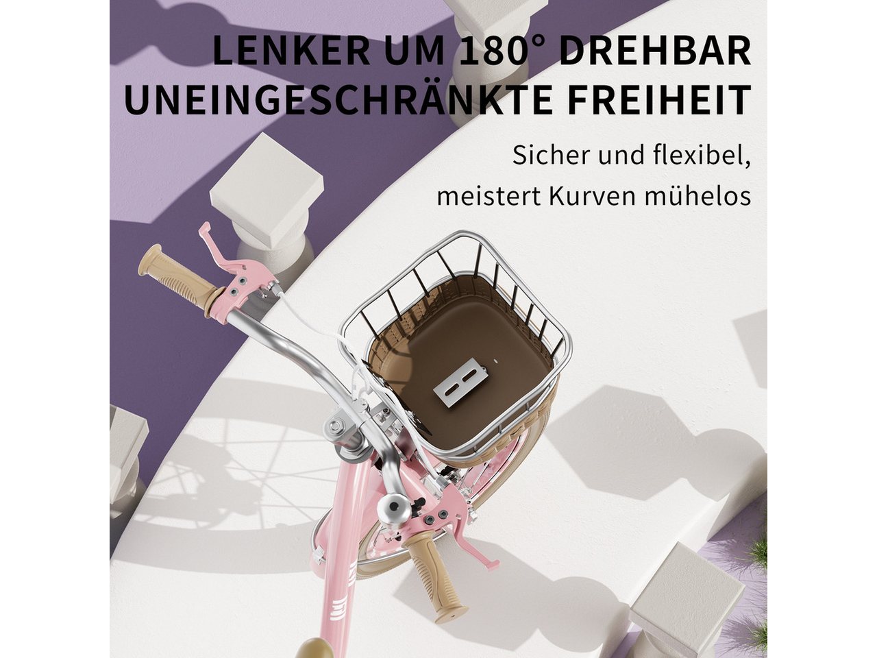 Habib Gruppe Kinderfahrrad Mädchenfahrrad Klassik 12 14 16 Zoll – Helm, Schutzset & Pumpe, Kinderfahrrad Mädchen ab 3 Jahre im Retro-Look mit Korb Bild 3