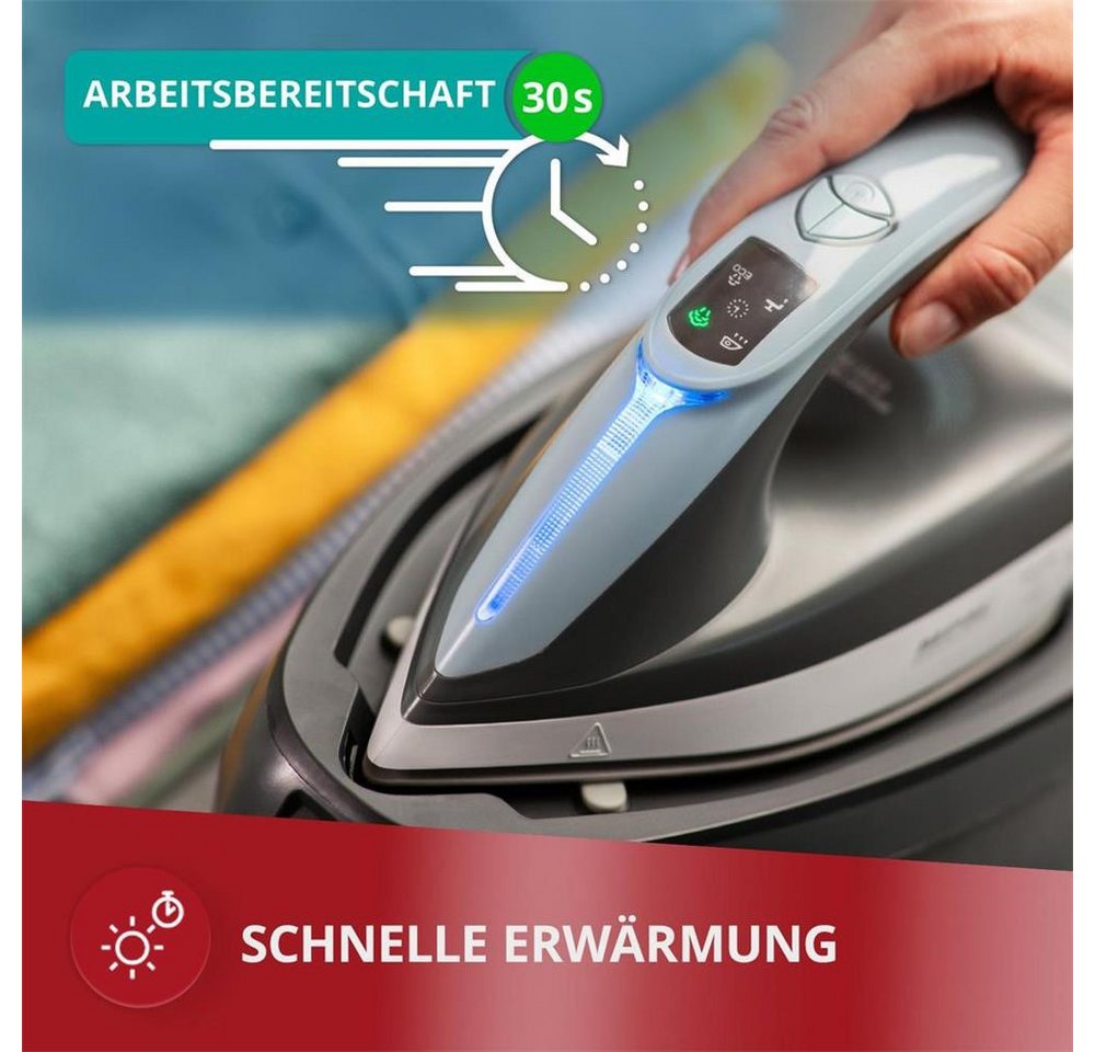 MPM Dampfbügelstation MPM MZE-23 Dampfbügelstation 3000 W 5,5 bar Keramiksohle, 5,5 bar, ca. 400 g/min, 1,5-l-Wassertank, 30 Sekunden Aufheizzeit