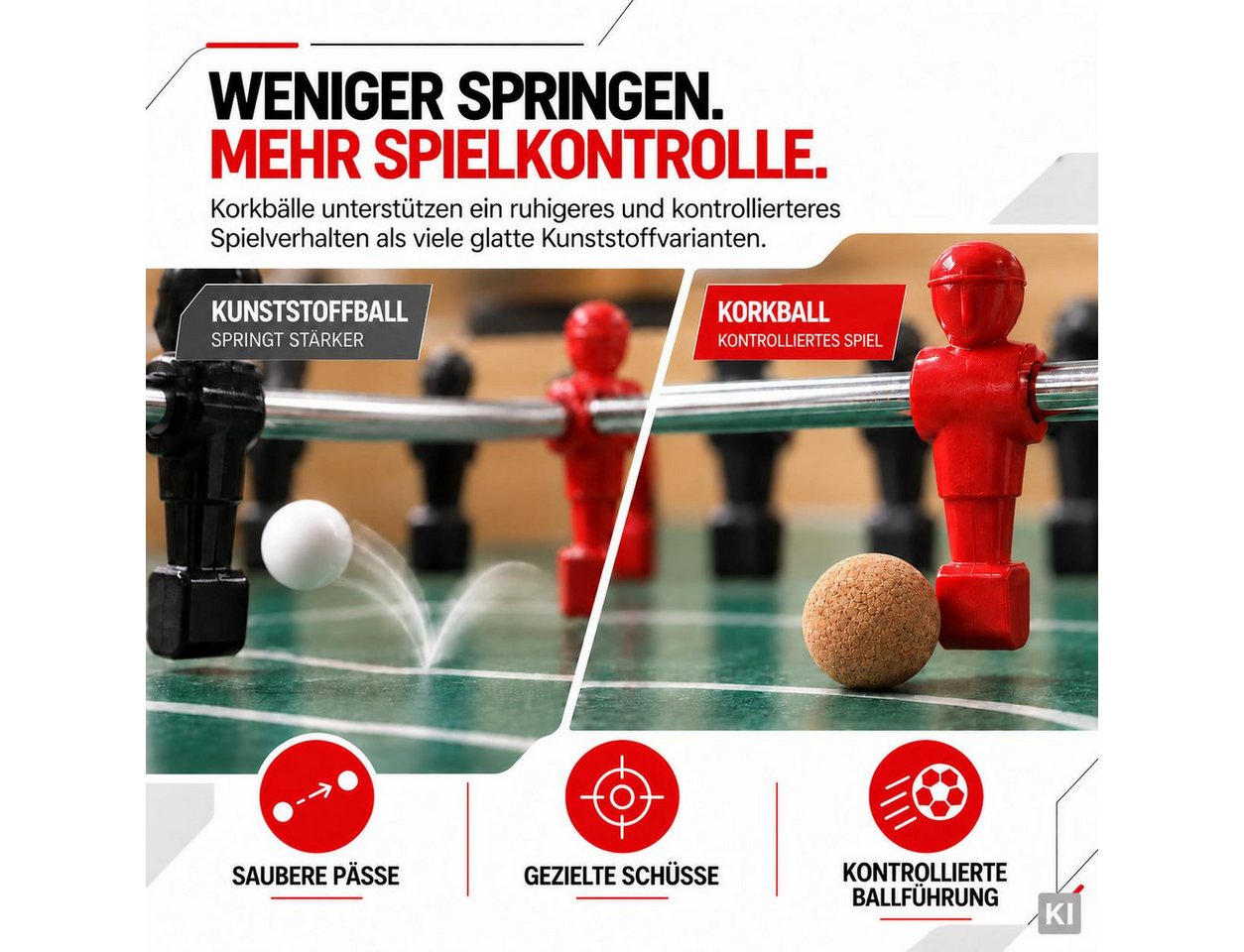 wortek Kickertisch Kork Kickerbälle für Tischfußball Ø 35mm, Tischkicker Zubehör Tischfußball, leiser als Kunststoff Bild 4