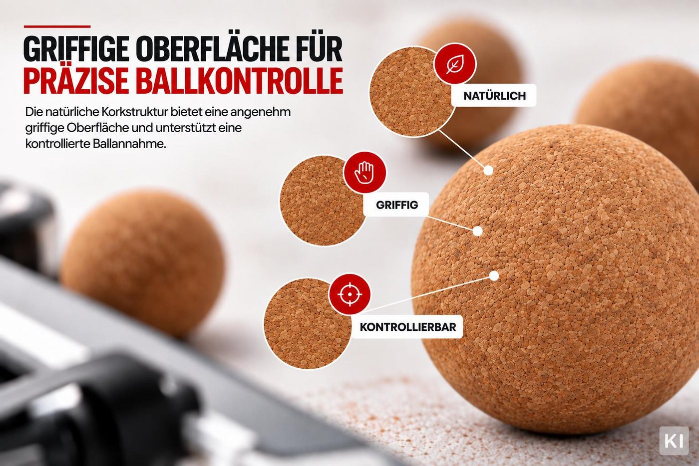 wortek Kickertisch Kork Kickerbälle für Tischfußball Ø 35mm, Tischkicker Zubehör Tischfußball, leiser als Kunststoff Bild 5