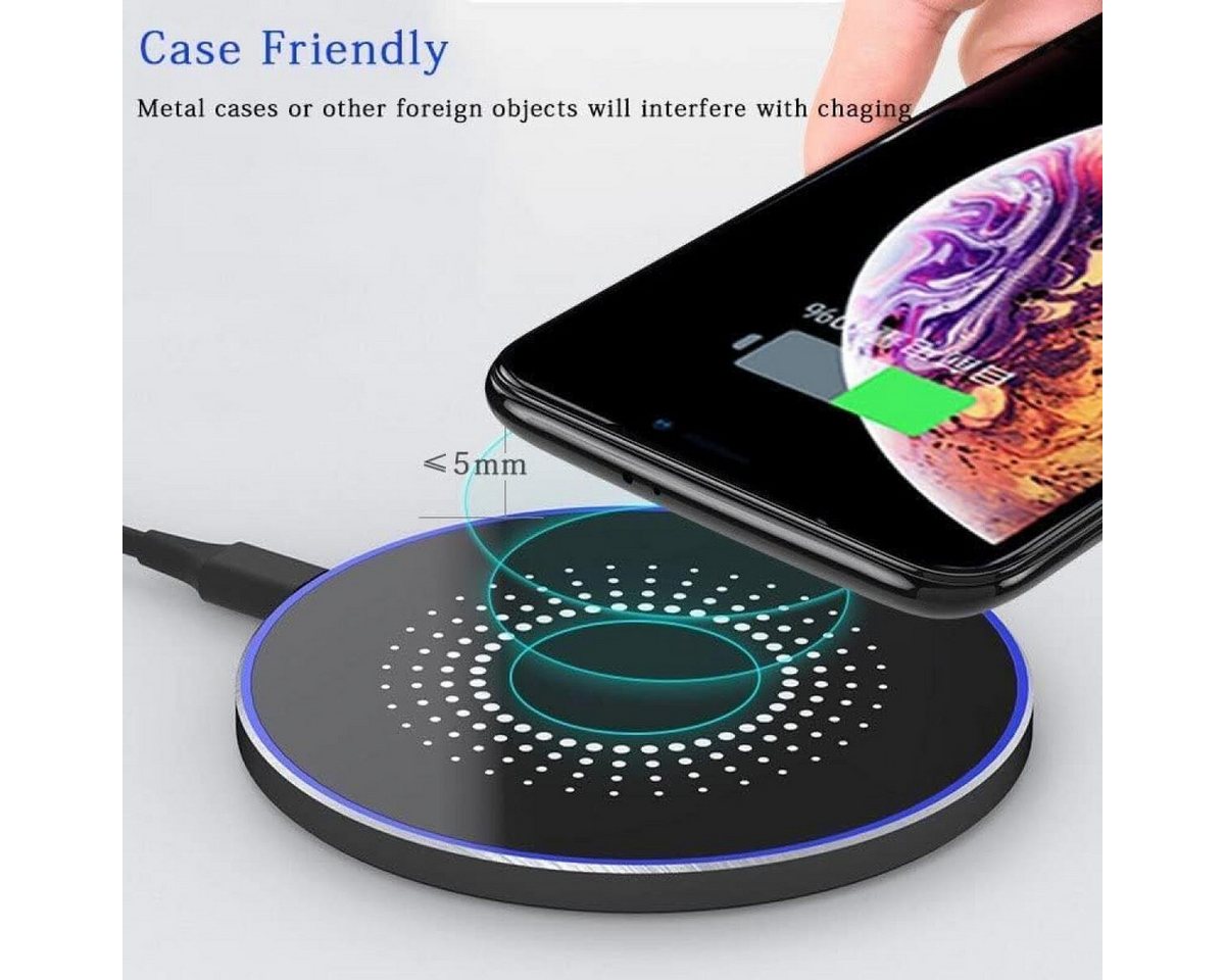 FELIXLEO Wireless Charger 15W Induktions Ladegeraet fuer Samsung iPhone magnetisches Ladekabel