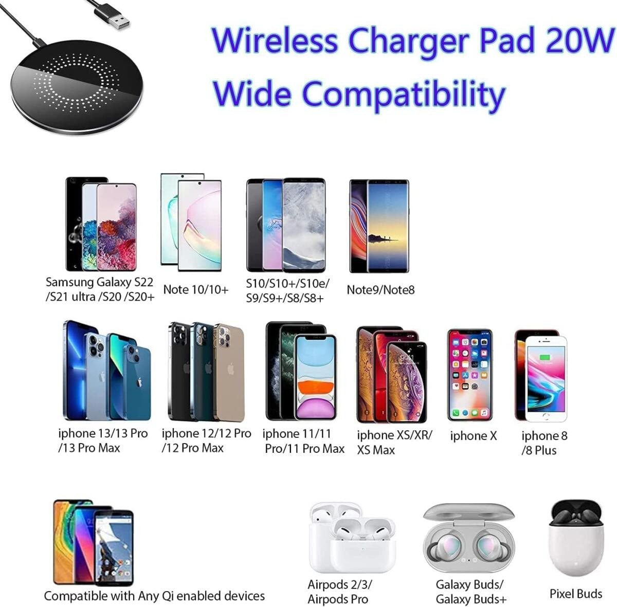 FELIXLEO Wireless Charger 15W Induktions Ladegeraet fuer Samsung iPhone magnetisches Ladekabel Bild 5