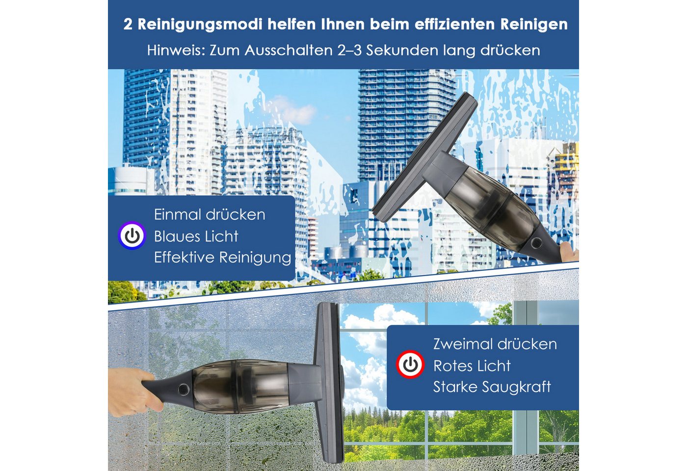 TLGREEN Fenstersauger Akku Fenstersauger mit Teleskopstiel, Sprühflasche mit Mikrofaserbezug Bild 5