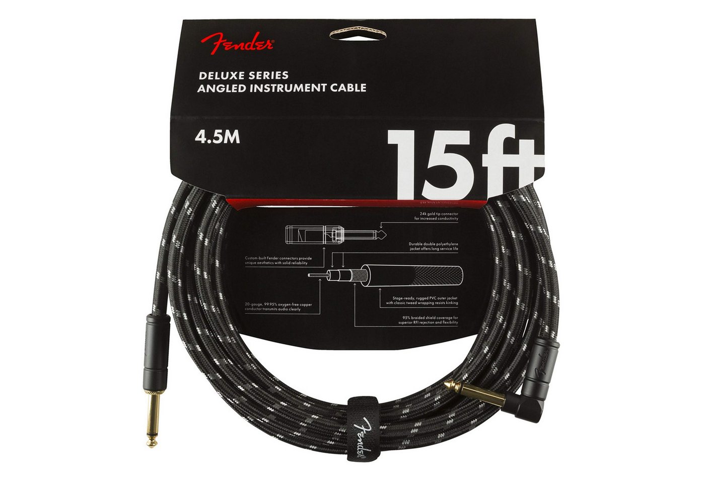 Fender Instrumentenkabel, Deluxe Tweed Instrument Cable BLK 4,5 m - Instrumentenkabel Bild 5