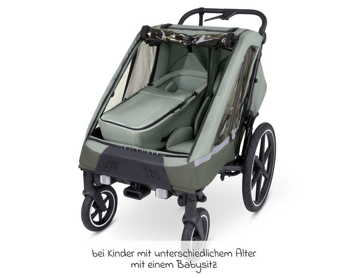 ABC Design Fahrradkinderanhänger Tour 2 - Olive, Fahrradanhänger Kinderwagen für 2 Kinder mit Neugeboreneneinsatz Bild 2
