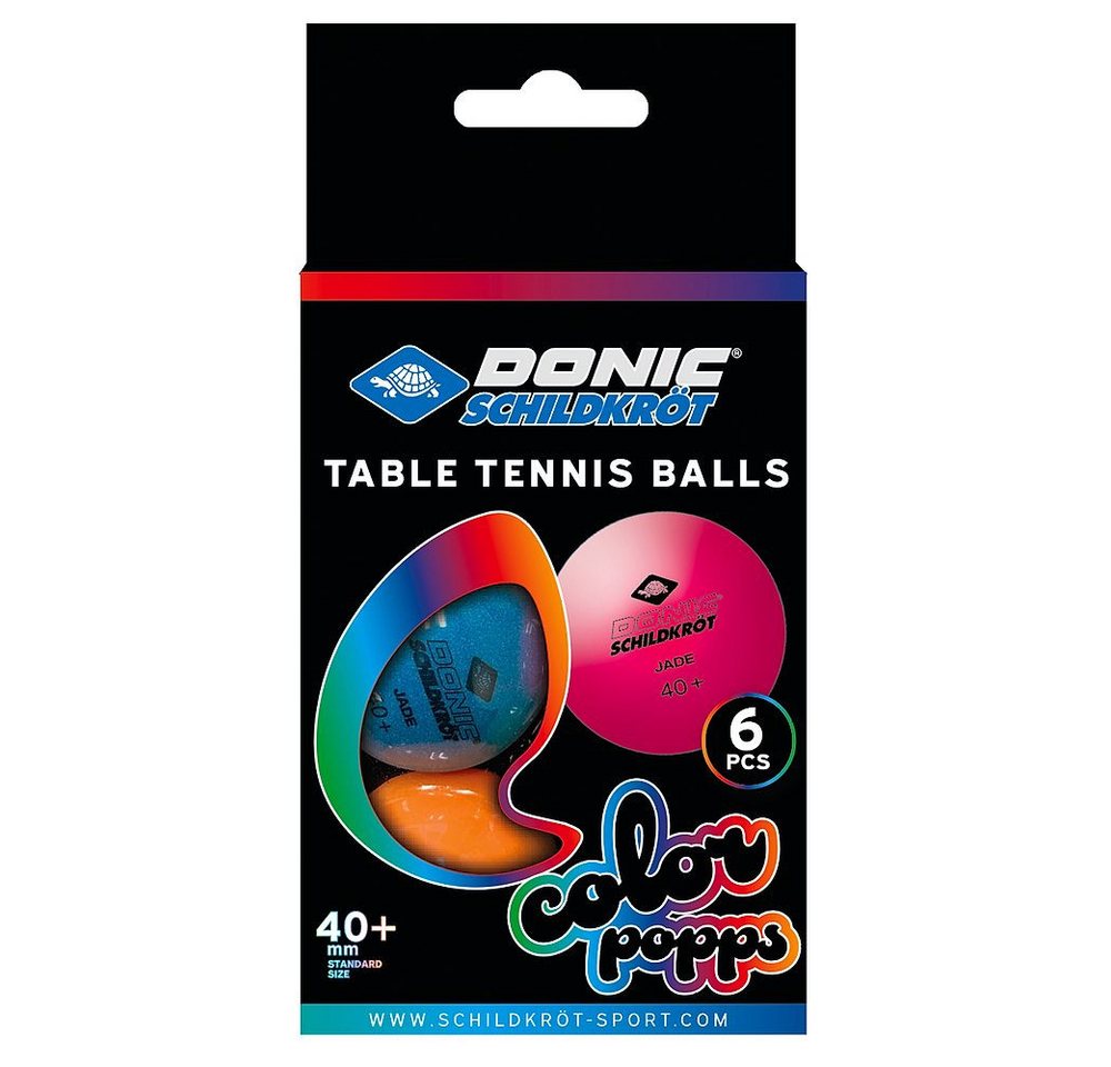 Donic-Schildkröt Tischtennisball Tischtennisbälle-Set Colour Popps, Für Kinder, Anfänger und Freizeitspieler