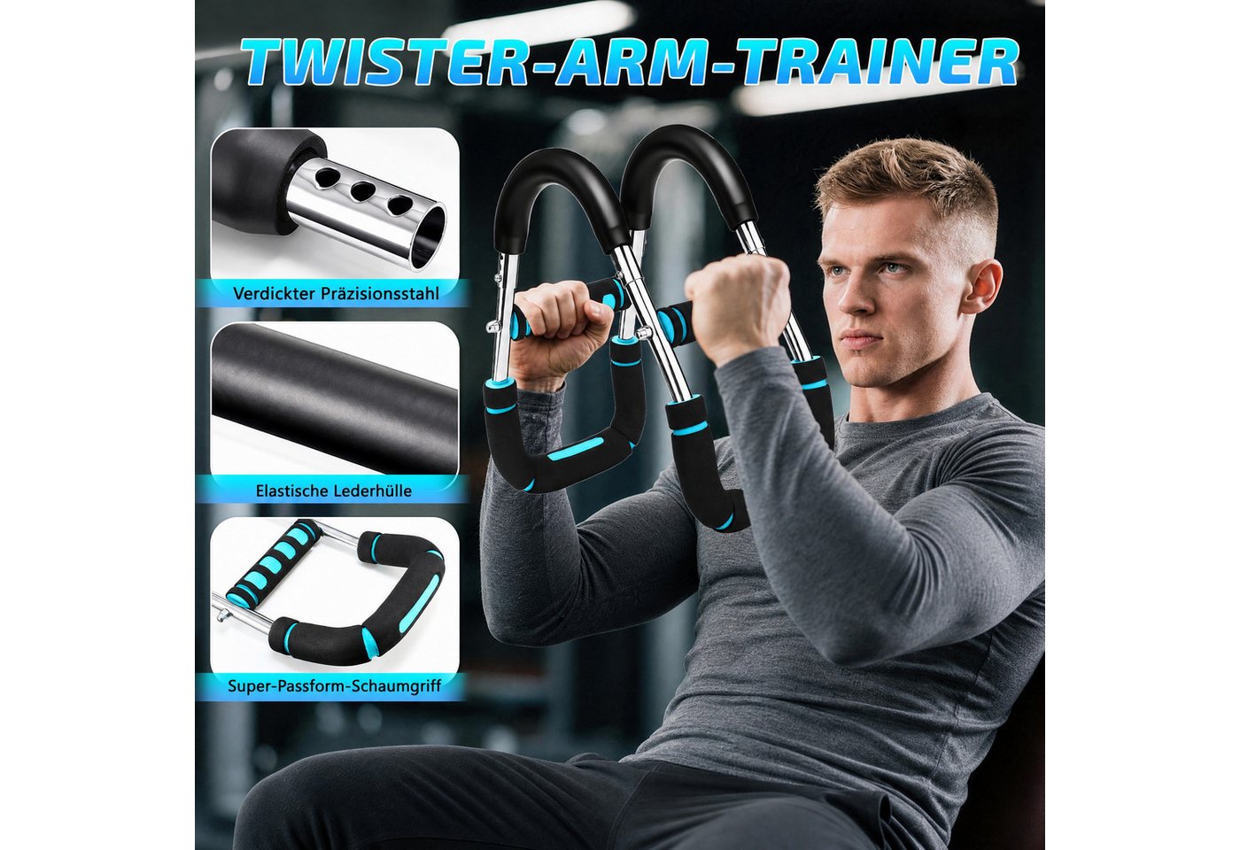 Wootoy Multitrainer Armtrainer mit Verstellbar 40–120 lb Brusttrainer Handmuskeltrainer, (Widerstand von ca. 18–54 kg, in 5 Stufen einstellbar, 1-St., Handmuskeltrainer Unterarm- und Griffkrafttrainer für Zuhause), Geeignet für gezieltes Kraft- und Widerstandstraining Bild 2