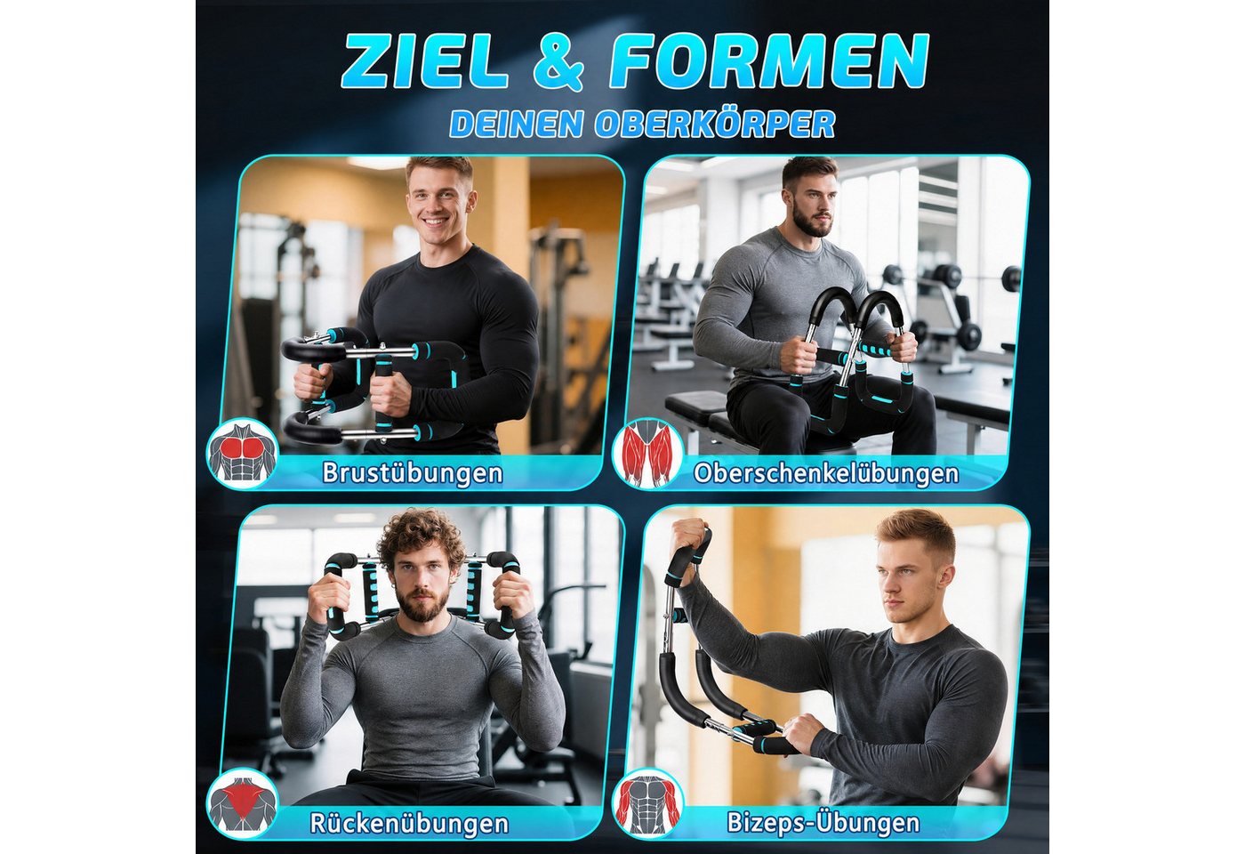 Wootoy Multitrainer Armtrainer mit Verstellbar 40–120 lb Brusttrainer Handmuskeltrainer, (Widerstand von ca. 18–54 kg, in 5 Stufen einstellbar, 1-St., Handmuskeltrainer Unterarm- und Griffkrafttrainer für Zuhause), Geeignet für gezieltes Kraft- und Widerstandstraining Bild 3
