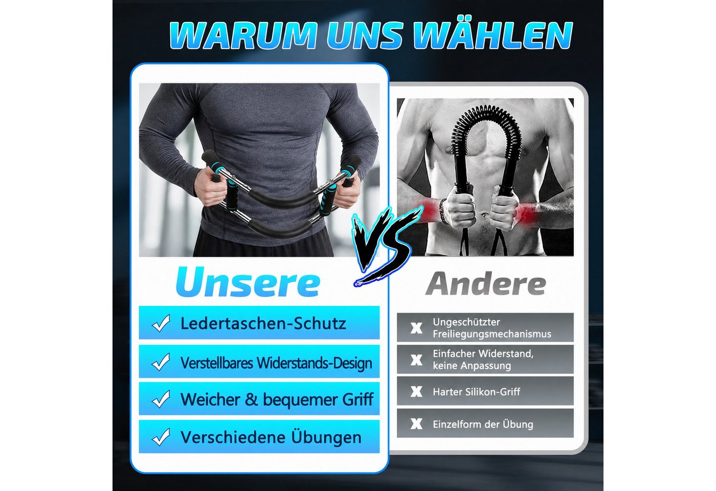 Wootoy Multitrainer Armtrainer mit Verstellbar 40–120 lb Brusttrainer Handmuskeltrainer, (Widerstand von ca. 18–54 kg, in 5 Stufen einstellbar, 1-St., Handmuskeltrainer Unterarm- und Griffkrafttrainer für Zuhause), Geeignet für gezieltes Kraft- und Widerstandstraining Bild 5