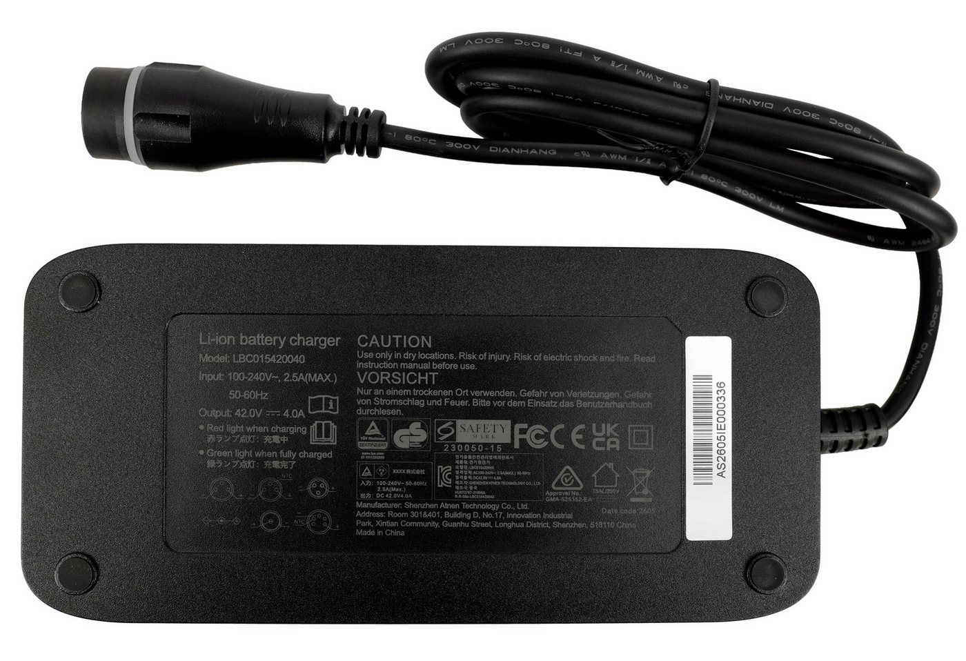 PowerSmart BC291360040 Batterie-Ladegerät (42V 4A Ladegerät für 36V Akkus von Haibike / Husqvarna / Raymon / Winora) Bild 2