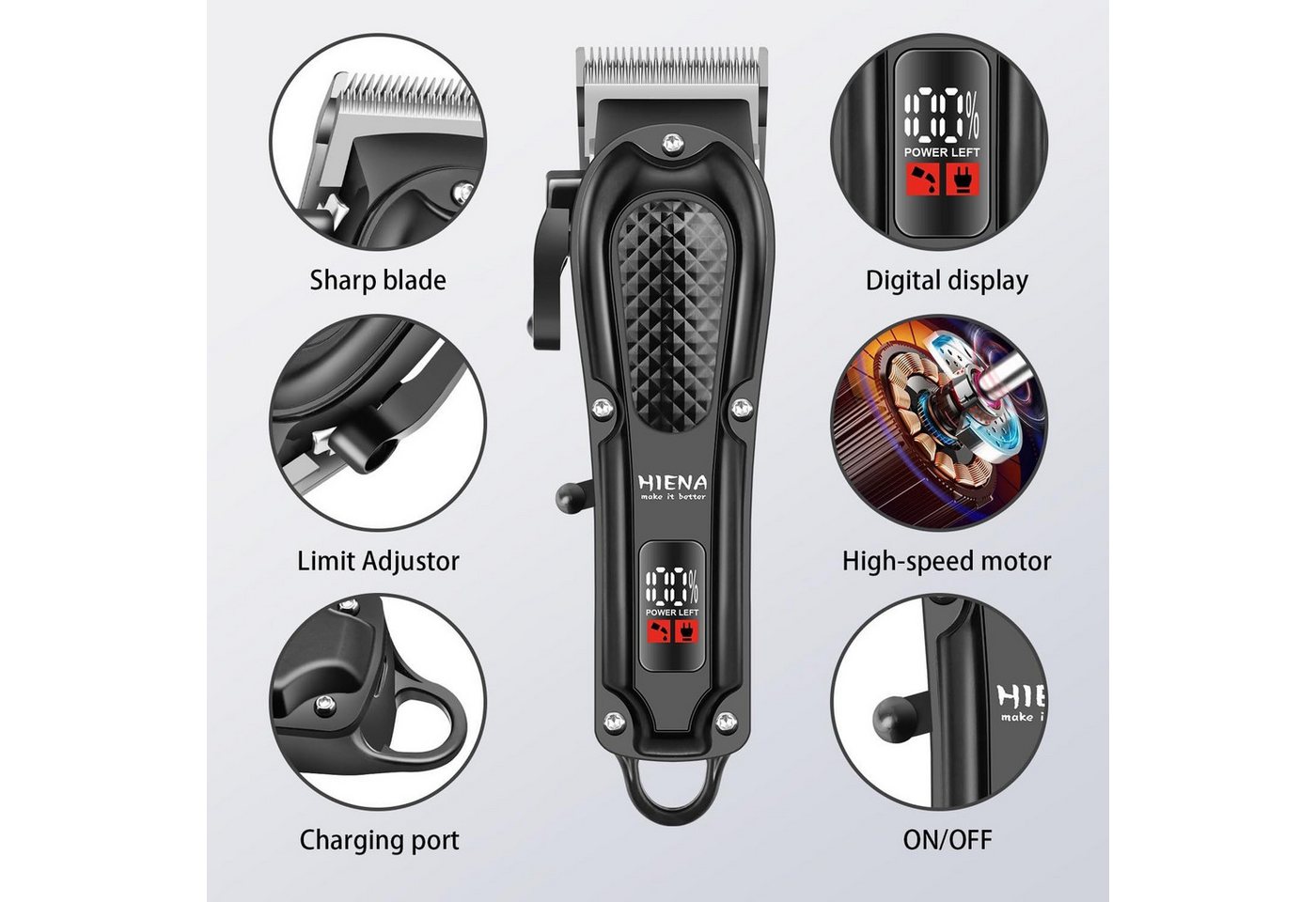feinlux Haarschneider Professionelles Haarschneidemaschine Set für Herren, profi Barber Rasierer Herren LED Elektrisch Herrenhaarschneider, Barttrimmer und Folienrasierer, für Stylisten und Friseure Grooming