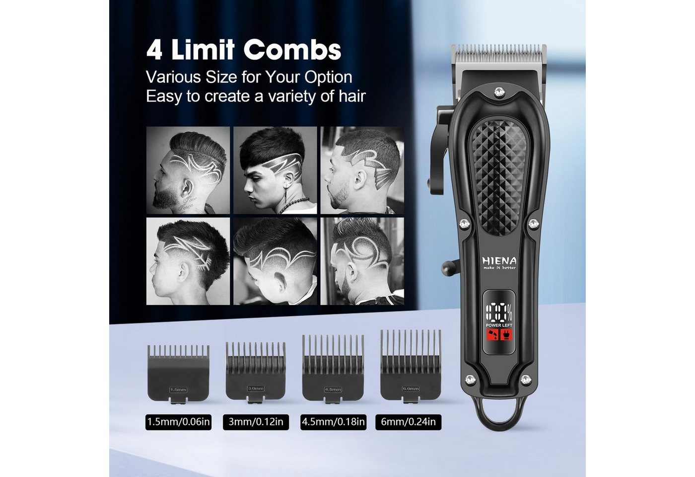 feinlux Haarschneider Professionelles Haarschneidemaschine Set für Herren, profi Barber Rasierer Herren LED Elektrisch Herrenhaarschneider, Barttrimmer und Folienrasierer, für Stylisten und Friseure Grooming Bild 3