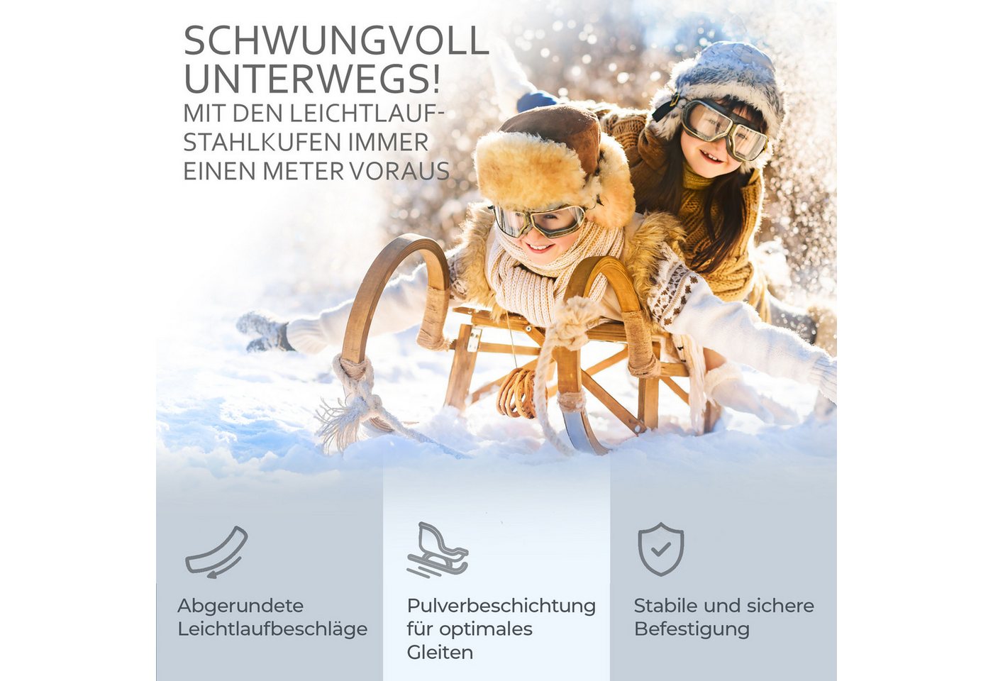 BambiniWelt by Rafael K. Schlitten CE-Hörnerrodel CE-Holzschlitten Hornschlitten mit Rückenlehne + Seil