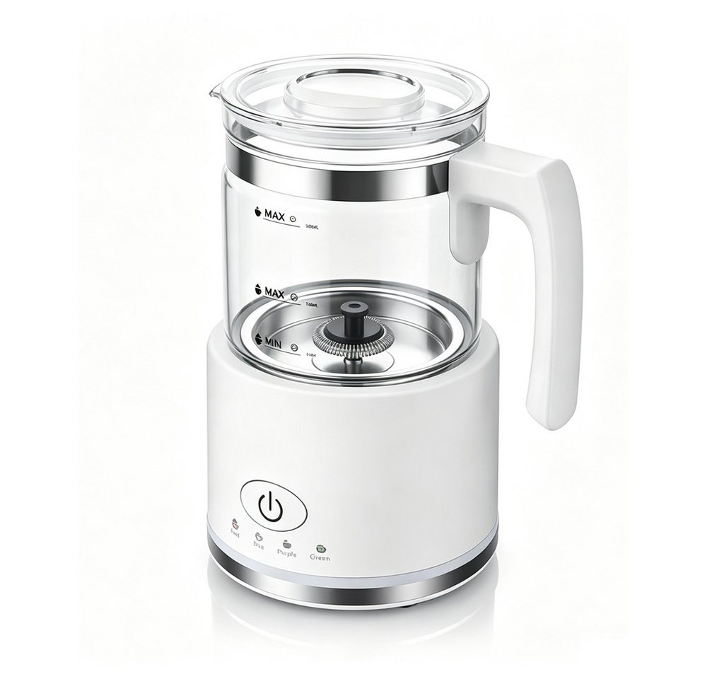 TWUFY Milchaufschäumer mit 500 ml Glas Behälter, elektrisch, für heißen & kalten Milchschaum, 600 W, für Cappuccino Latte Macchiato heiße Schokolade uvm