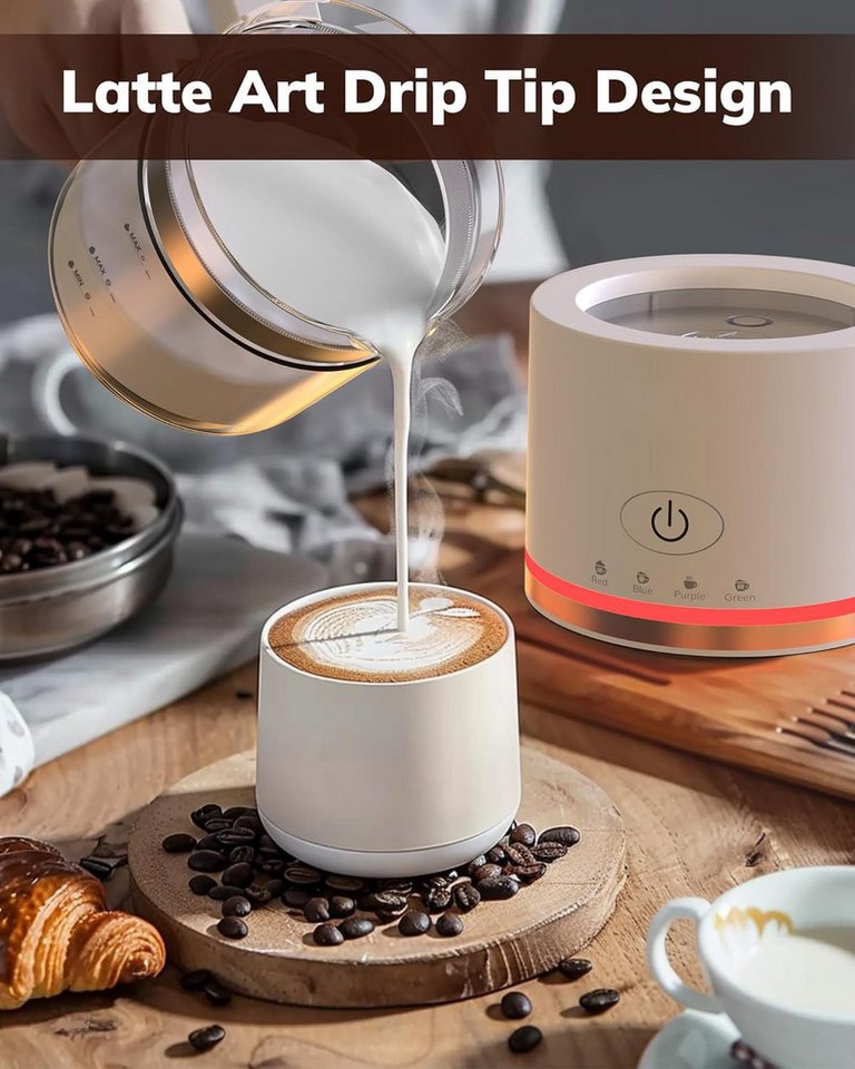 TWUFY Milchaufschäumer mit 500 ml Glas Behälter, elektrisch, für heißen & kalten Milchschaum, 600 W, für Cappuccino Latte Macchiato heiße Schokolade uvm Bild 3