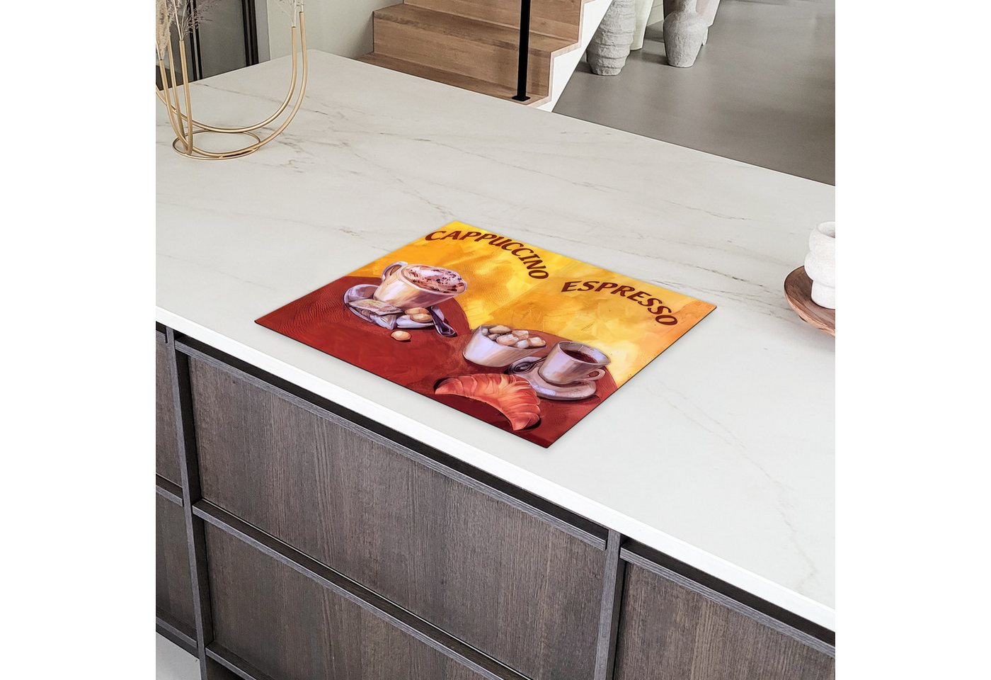 MuchoWow Herd-Abdeckplatte Cappuccino - Espresso - Kaffee - Vintage, Vinyl, (1 tlg), Abdeckung Induktionskochfeld Schutzmatte, Küche Deko, 65x52 cm Bild 4