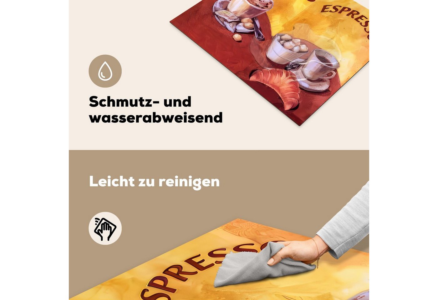 MuchoWow Herd-Abdeckplatte Cappuccino - Espresso - Kaffee - Vintage, Vinyl, (1 tlg), Abdeckung Induktionskochfeld Schutzmatte, Küche Deko, 65x52 cm Bild 5