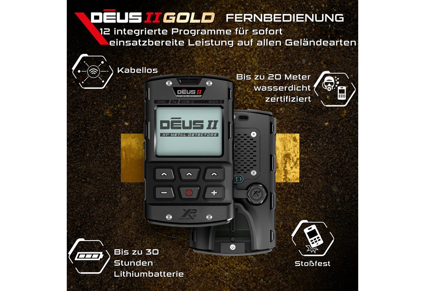 XP Metal Detectors Metalldetektor XP DEUS 2 Gold Metalldetektor für die Goldsuche, bis 120kHz, + Gratis Mi6 Pinpointer Bild 2