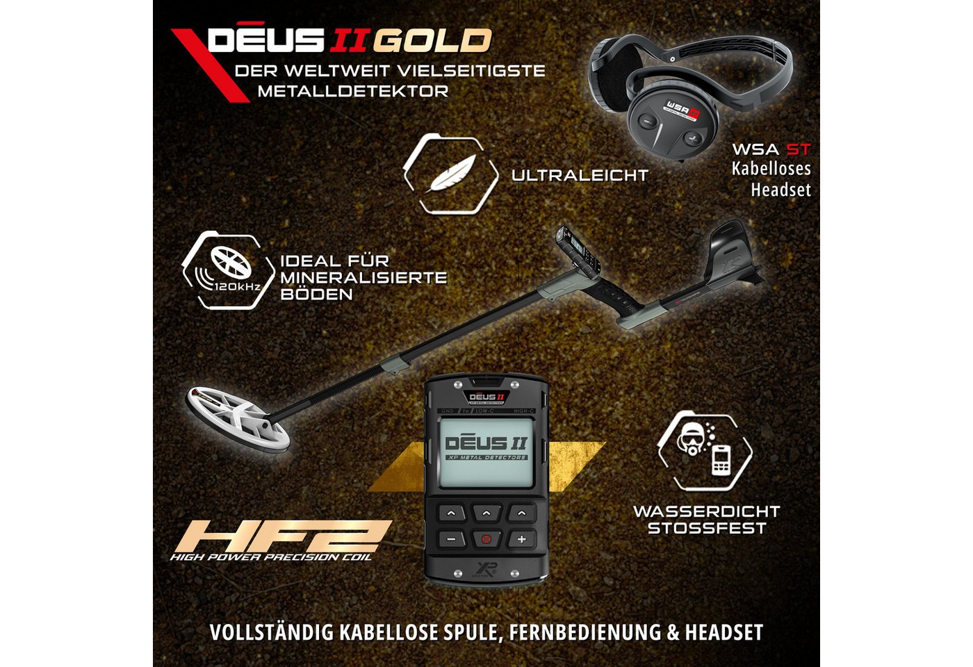 XP Metal Detectors Metalldetektor XP DEUS 2 Gold Metalldetektor für die Goldsuche, bis 120kHz, + Gratis Mi6 Pinpointer Bild 4