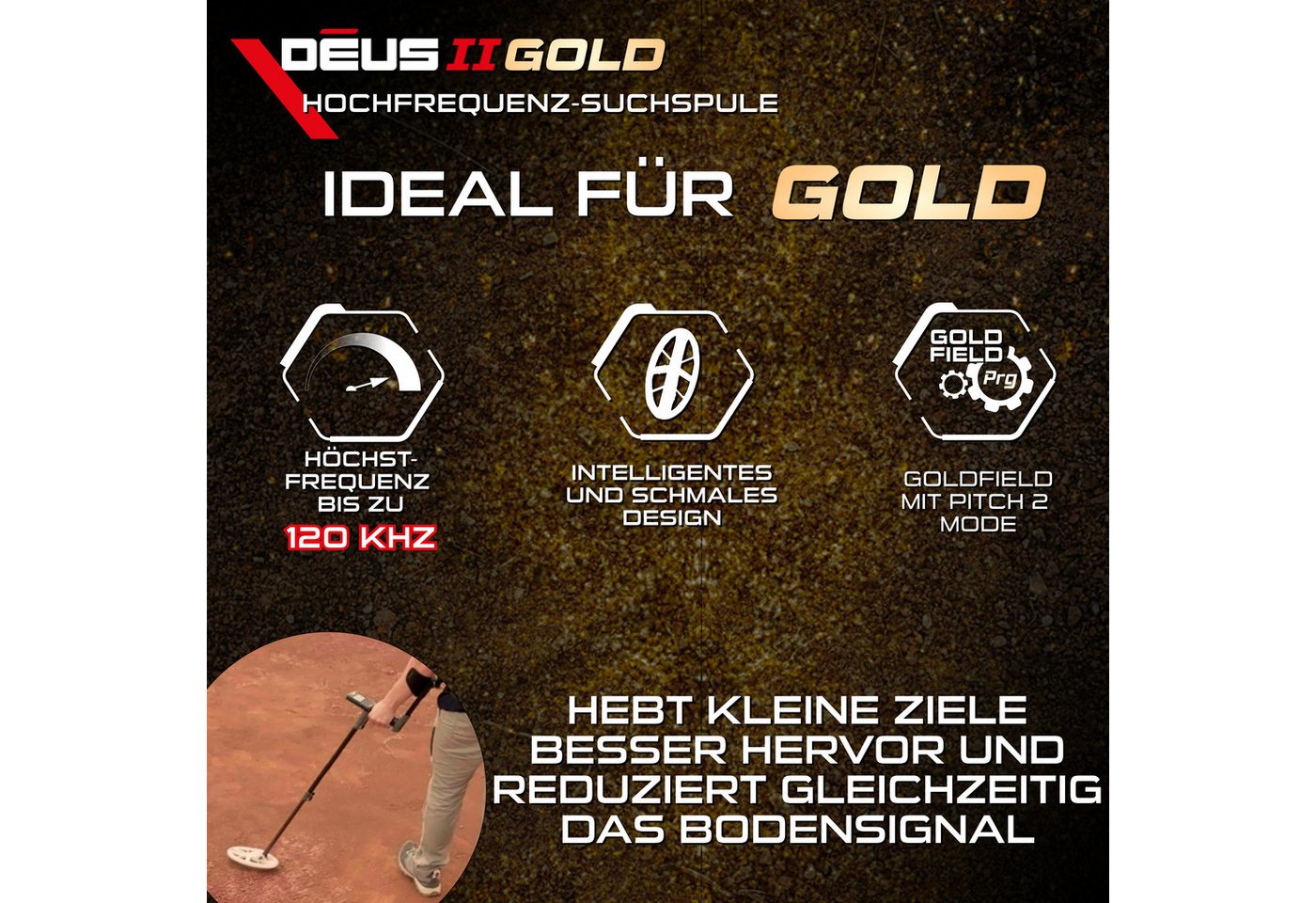 XP Metal Detectors Metalldetektor XP DEUS 2 Gold Metalldetektor für die Goldsuche, bis 120kHz, + Gratis Mi6 Pinpointer Bild 5
