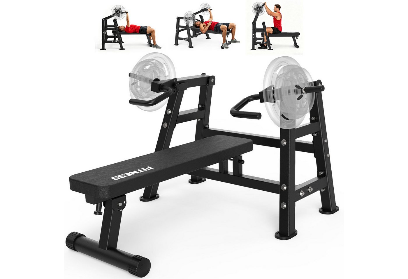 VOWVIT Kraftstation Brustpresse 400 kg multifunktional für Heimtraining, (1-tlg., ohne Hantelscheiben), Unabhängige Hebelarme für sicheres Oberkörper-Training zu Hause