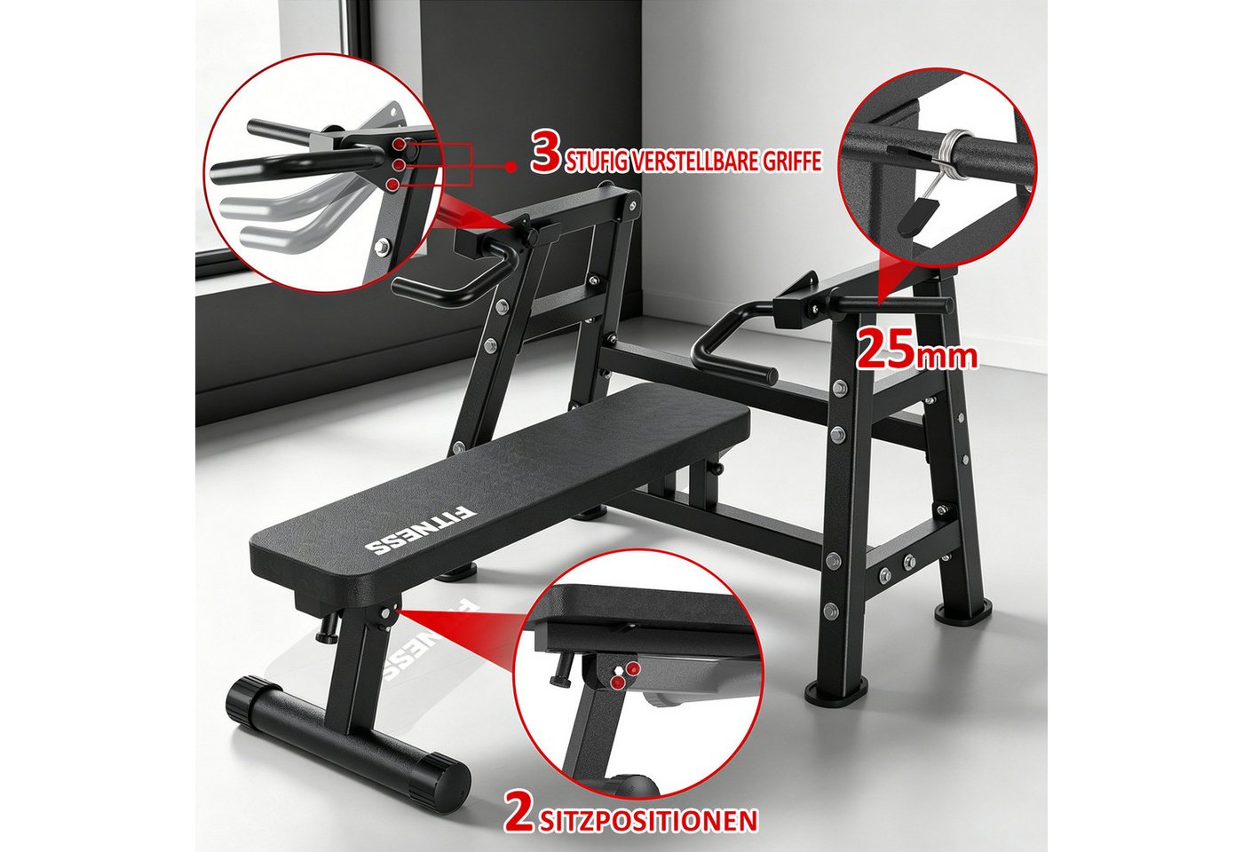 VOWVIT Kraftstation Brustpresse 400 kg multifunktional für Heimtraining, (1-tlg., ohne Hantelscheiben), Unabhängige Hebelarme für sicheres Oberkörper-Training zu Hause Bild 2