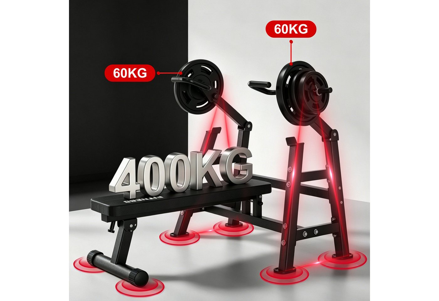 VOWVIT Kraftstation Brustpresse 400 kg multifunktional für Heimtraining, (1-tlg., ohne Hantelscheiben), Unabhängige Hebelarme für sicheres Oberkörper-Training zu Hause Bild 3