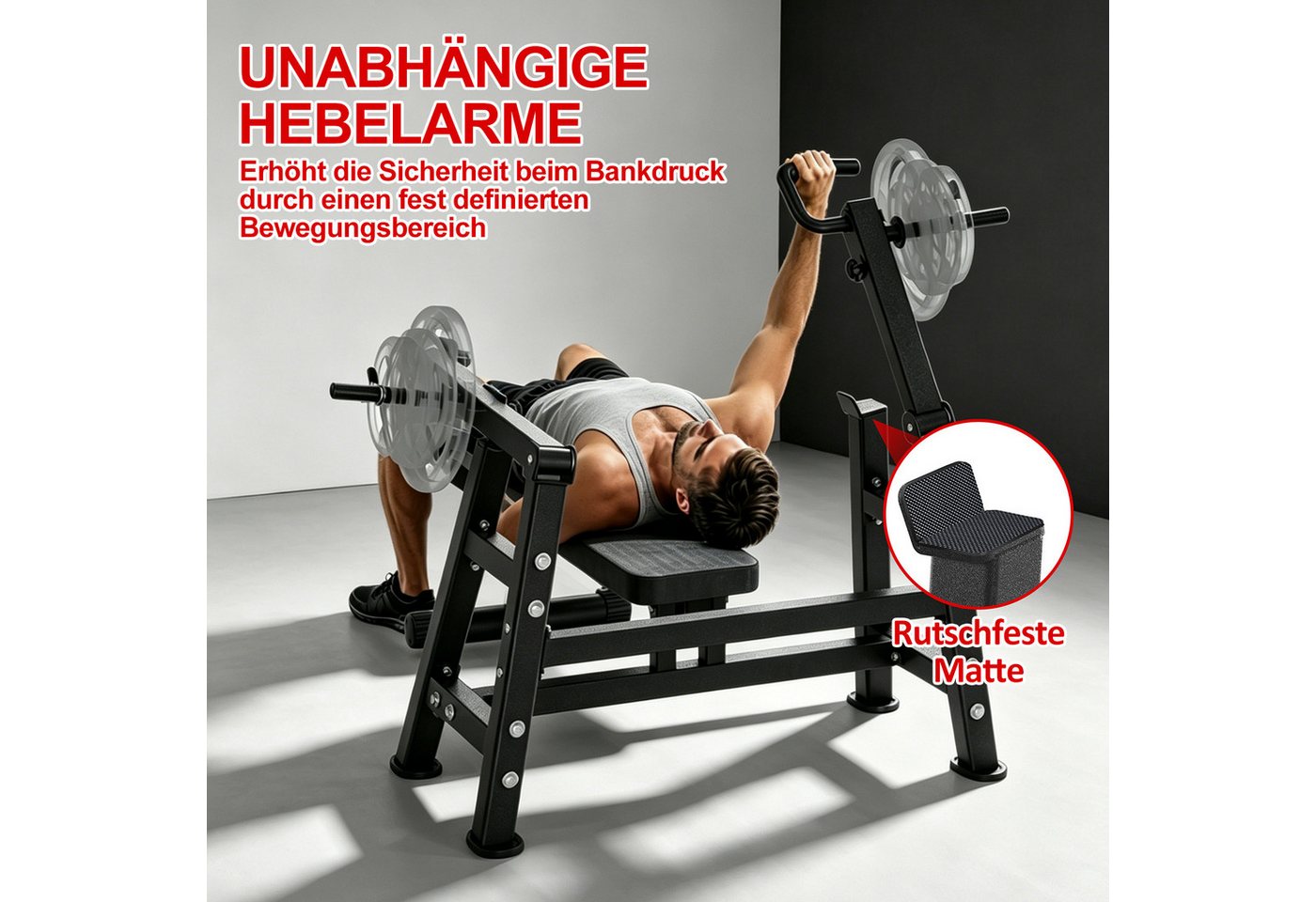 VOWVIT Kraftstation Brustpresse 400 kg multifunktional für Heimtraining, (1-tlg., ohne Hantelscheiben), Unabhängige Hebelarme für sicheres Oberkörper-Training zu Hause Bild 4