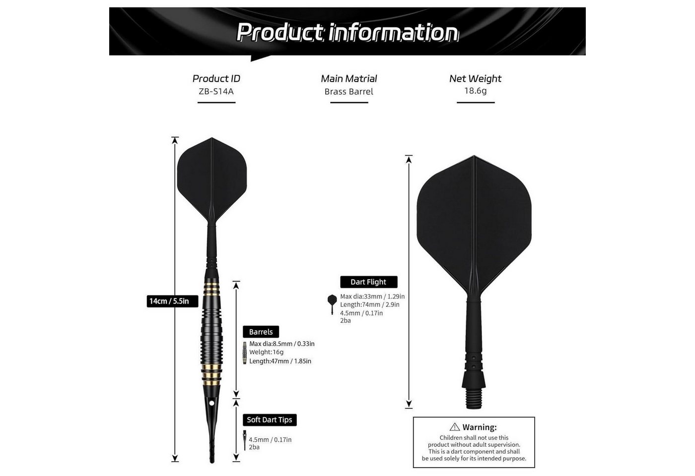 LuxusKollektion Softdarts Softdart Set 3 Stück 18g Profi Darts Kunststoffspitze+30 Bild 5