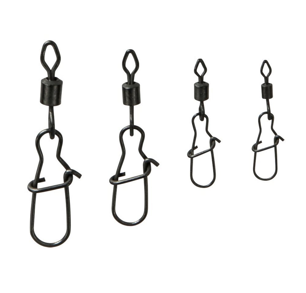 DAM Fishing Angelwirbel D-Lock Snap Swivel Wirbel mit Karabiner Gr. 4, 6, 8, 10 Tragkr. 29kg, (Spar-Set, 10-St. Swivel), Starker Hochwertiger D-Lock Snap