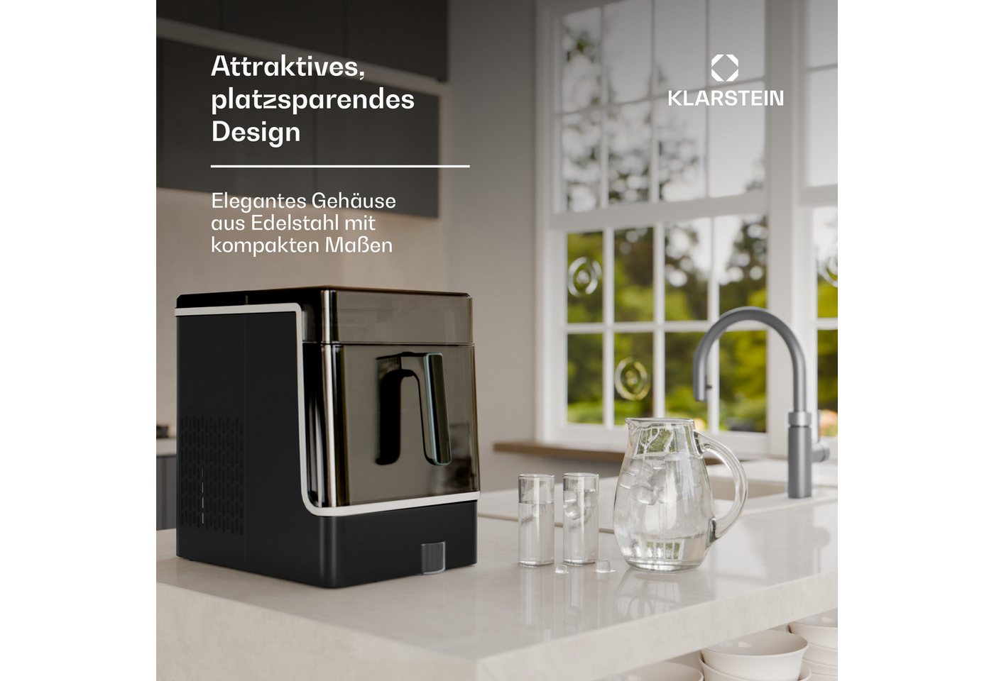 Klarstein Eiswürfelmaschine Ice Lux Eiswürfelbereiter, Edelstahl für Zuhause 23kg/Tag LED Display Touch 1,9 L Ice Maker Bild 3