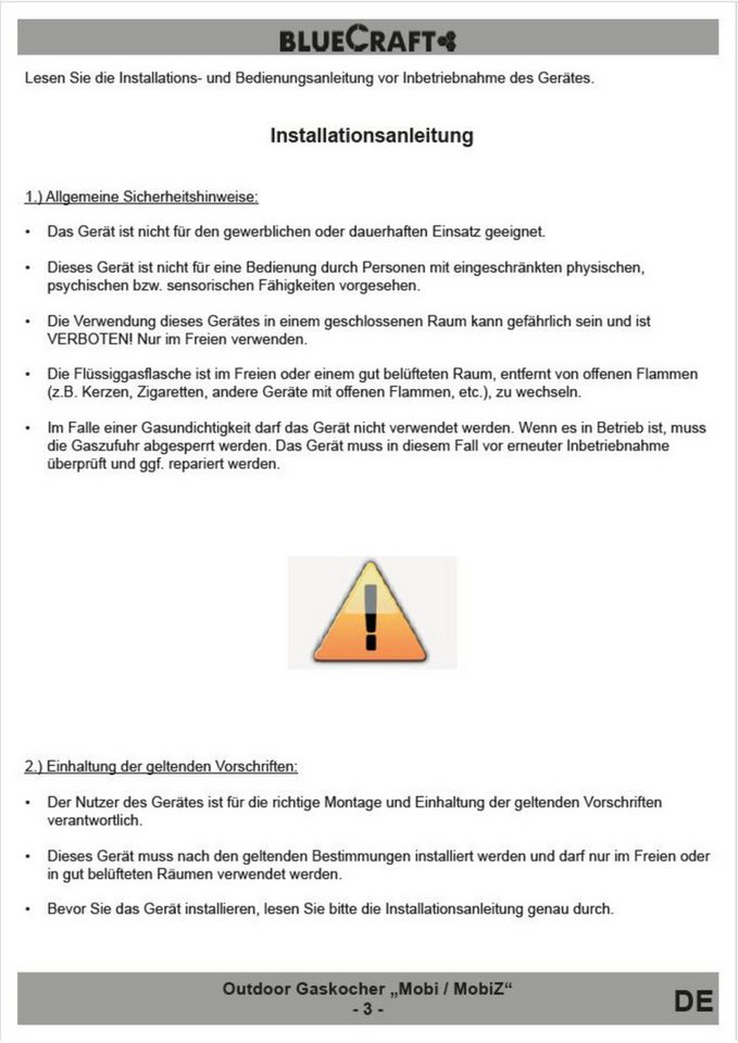 BlueCraft Gaskocher 2 flammig mit Zündsicherung 50mbar Propan Gas Campingkocher 4,4 kW, (Set), Camping Gas Kocher 2 flammen für Gasflasche Gasherd Gas-Kochfeld Bild 4