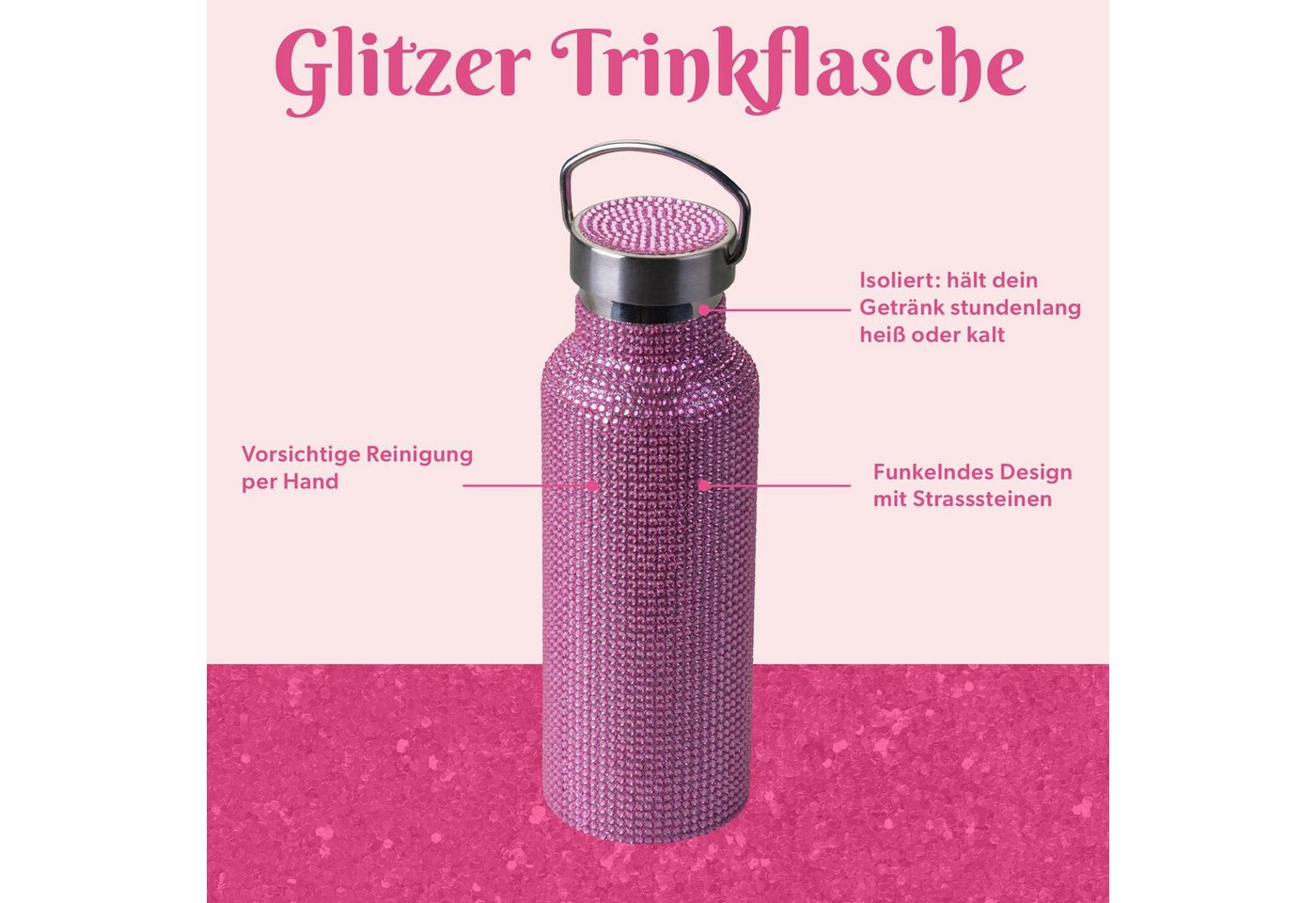 Paris Hilton Trinkflasche Diamant, Edelstahl-Flasche, Luxus-Wasserflasche Bild 2