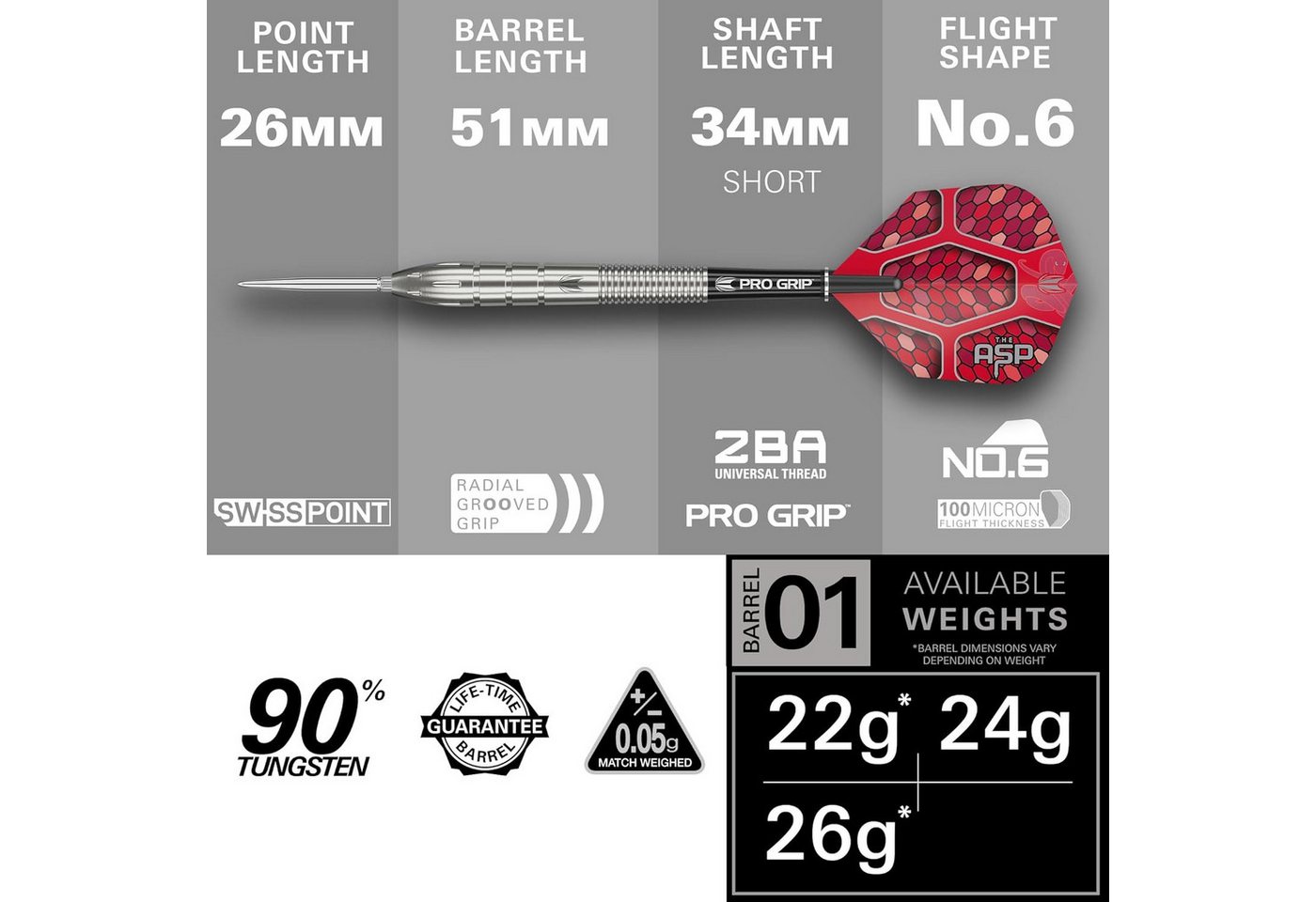 TARGET DARTS Dartpfeil Nathan Aspinall Gen 1 Steel Tip Darts, 90% Wolfram, 24G Swiss Points Bild 4