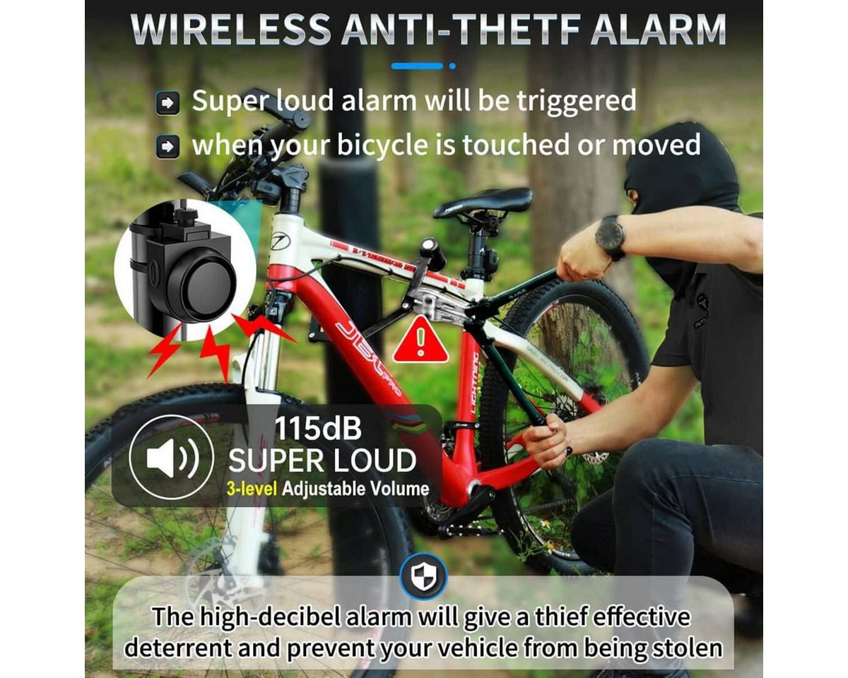 Fyrove Alarmschloss 113dB Bicycle Alarm System,Wireless Anti-Theft,Vibration,Motion Sensor (Waterproof, Motorcycle Alarm with Remote Control, Window/Door Burglar Alarm) Bild 3