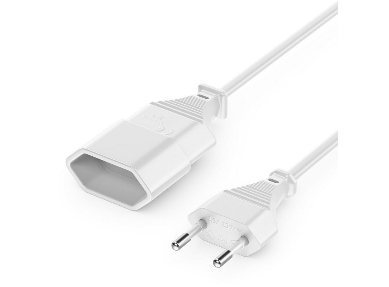 deleyCON deleyCON 6m Stromkabel Verlängerung Eurostecker auf Typ-C Euro Buchse Stromkabel