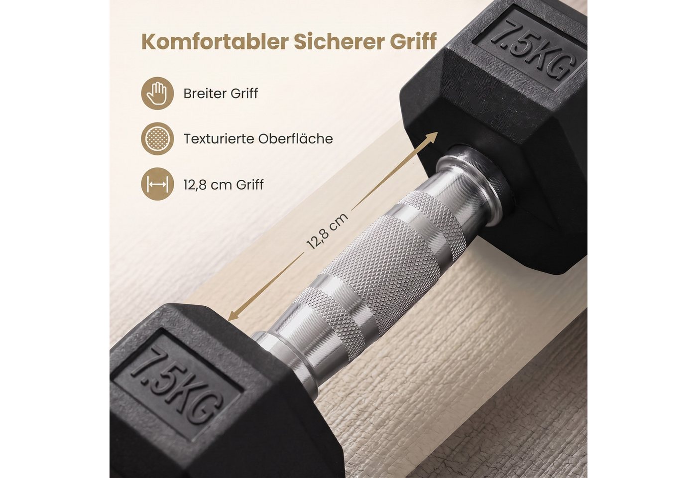 SONGMICS Hantel-Set 10/15/20kg Kurzhantel-Set,Gewichtheben für Zuhaus, 2er Set Sechseckig Rutschfest für Krafttraining 2 x 7,5 kg Bild 5