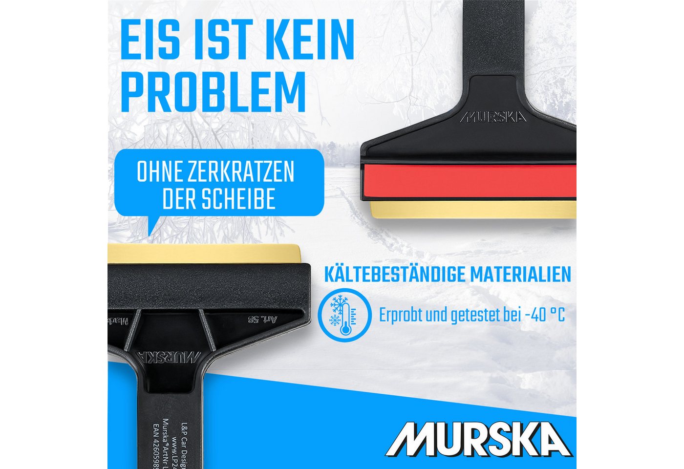 L & P Car Design Eiskratzer Auto 2 Stück 210 mm Eisschaber Scheibenreiniger Messingklinge aus Premium HIPS - Messingklinge & Gummilippe - Murska aus Finnland Bild 5