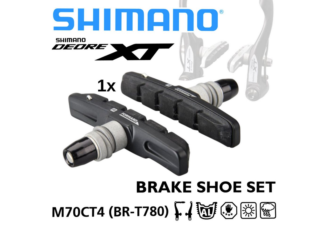 Shimano Felgenbremse Shimano XT Bremsschuh BR-T670 Fahrrad V-Brake Cartridge Bremsbeläge Bild 3