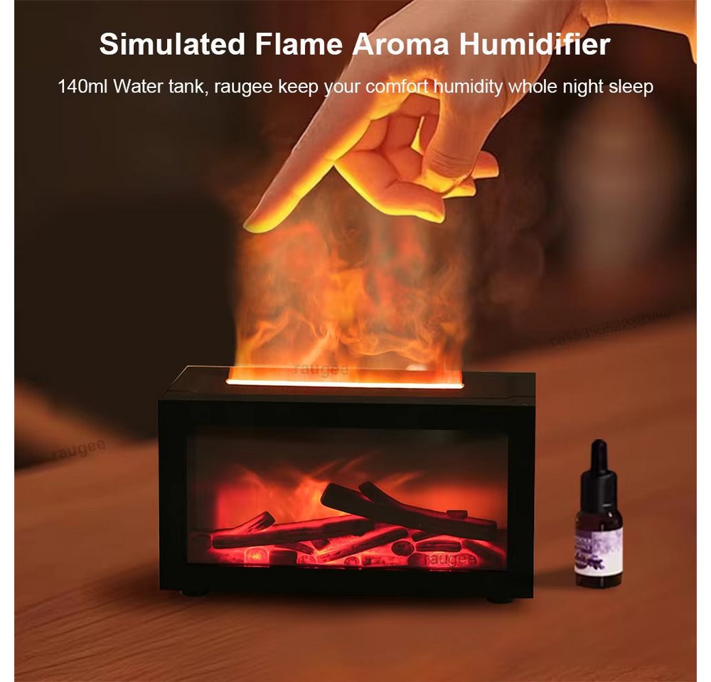 Athlix Diffuser Kamin-Aroma-Diffuser Luftbefeuchter Flammendesign Aromadiffuser, 0,14 l Wassertank, Farbwechselmodus, Automatische Abschaltautomatik Bild 5