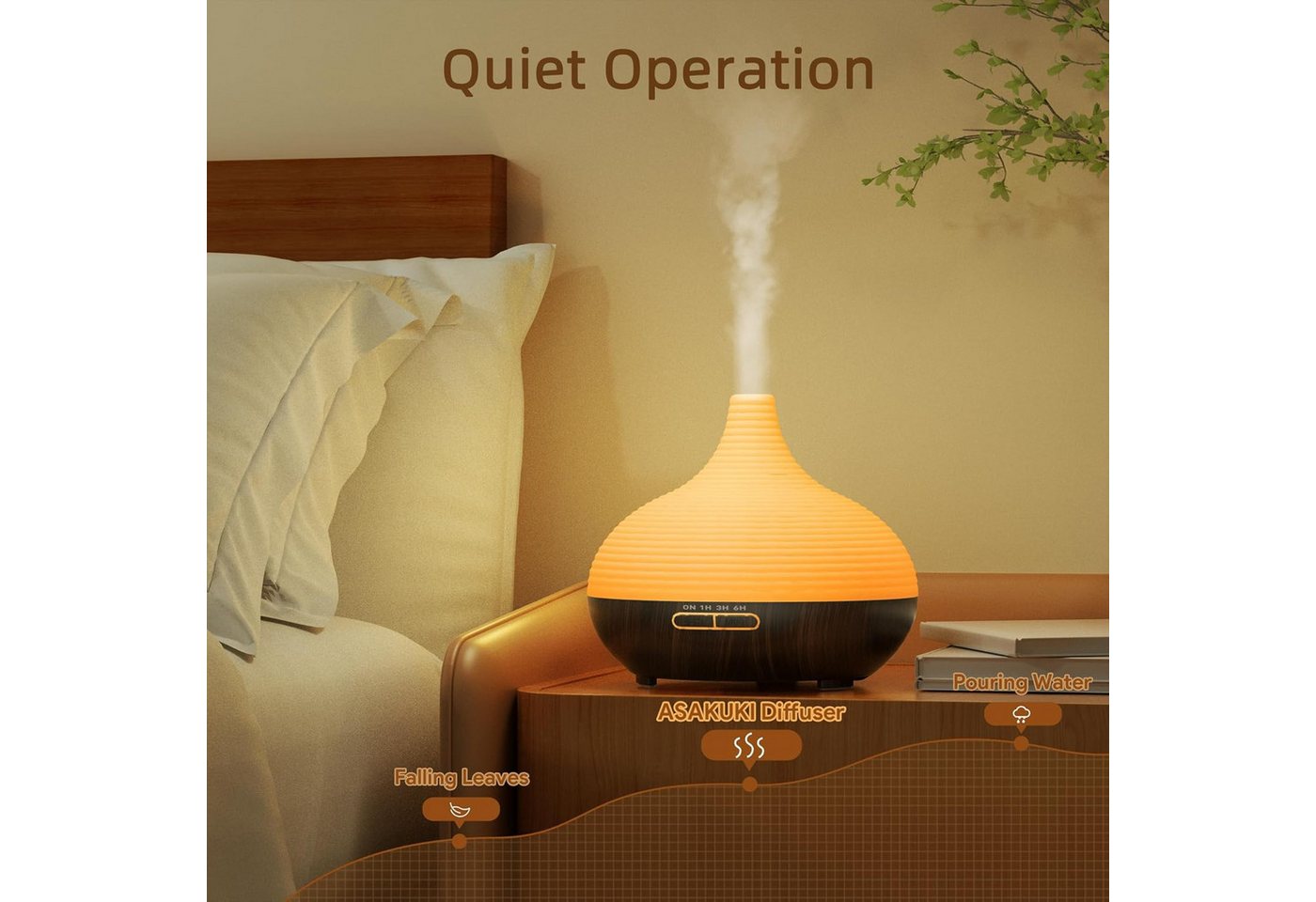 Asakuki Diffuser Spring 100-DF003, 0,3 l Wassertank Bild 5