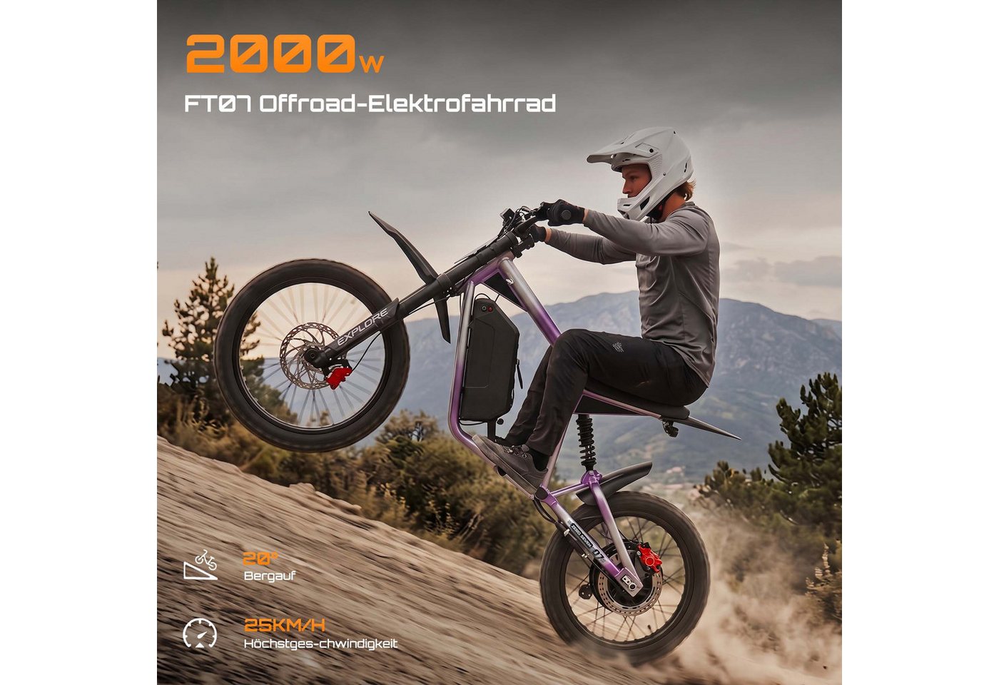 MANGOSTEEN E-Motorroller FT07 E Scooter mit Sitz Offroad Erwachsene, 2000 W 60 V 25 Ah, 68 km/h, 68 km/h, Keine Straßenzulassung: ausschließlich auf Privatgelände verwenden