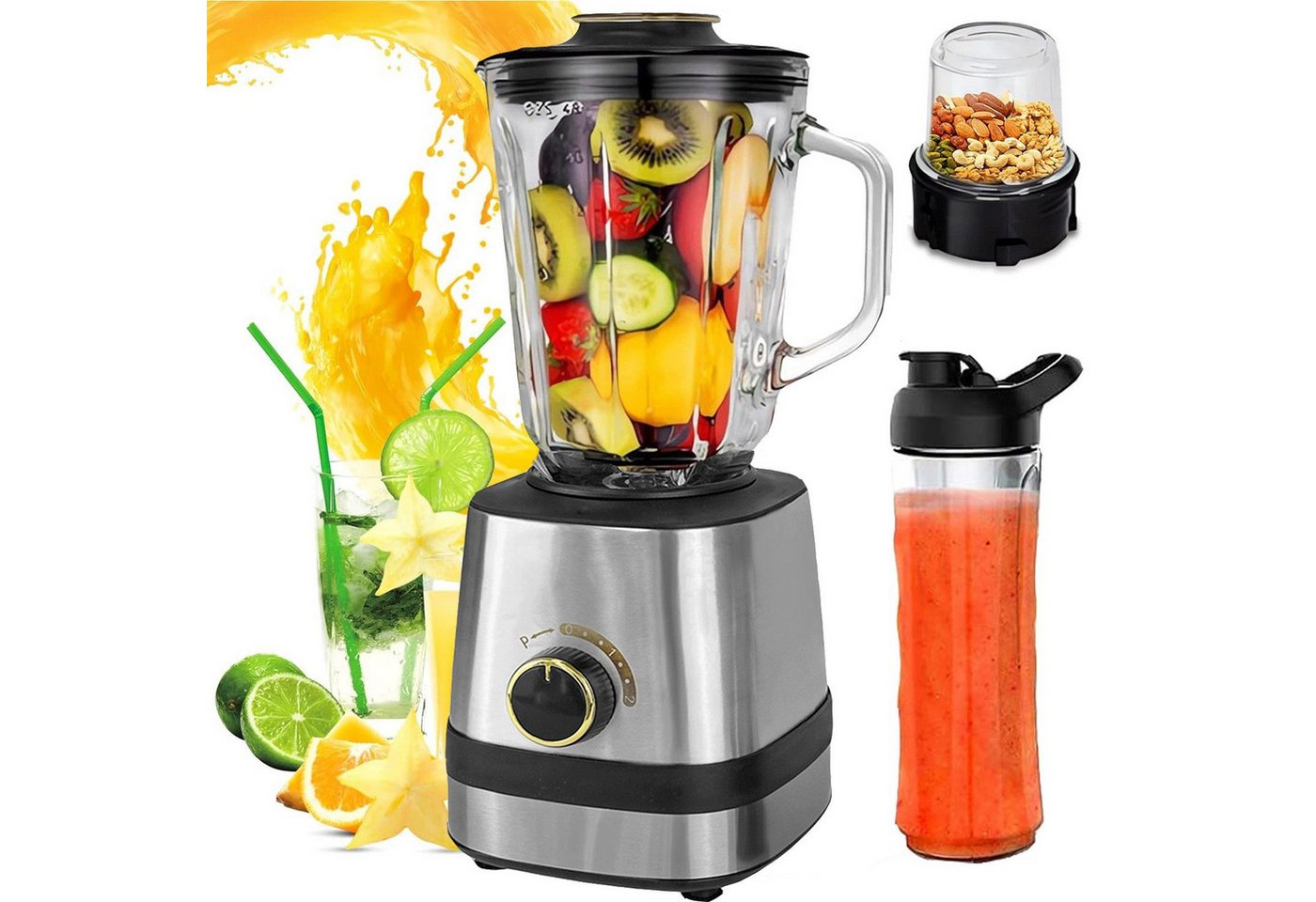 ibettertec Standmixer 3-in-1 Standmixer Mixer Smoothie Maker mit 1,5 L Mixbehälter, 600,00 W, Standmixer Hochleistungsmixer mit 6 Klingen Bild 5