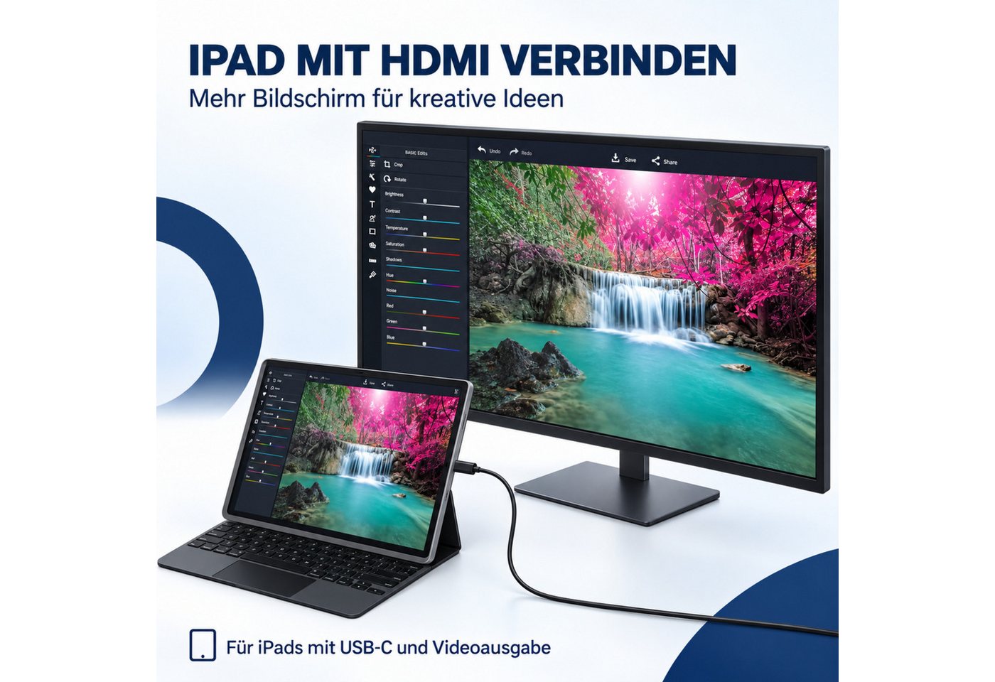 PlugUp USB-C auf HDMI Kabel 8K 60Hz 180cm – Audio & Video für Laptop, PC & TV USB-Kabel, HDMI, USB-C, (180 cm), 8K@60Hz USB-C zu HDMI Kabel 180cm Audio & Videoübertragung Bild 3