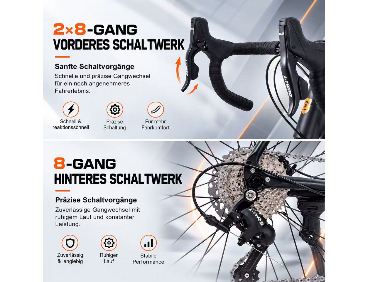 EVERCROSS TECH Rennrad EM8, 700C, Alu Gravelbike 16 Gang-Schaltung, Damen, Herren, 16 Gang, Kettenschaltung, Felgenbremse, Gewicht nur 12 kg Bild 5
