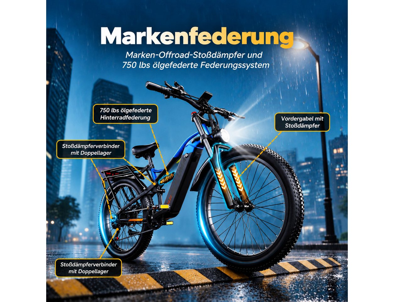 OOTD E-Bike Fatbike 26"*3.0 elektrobike, 48V 20Ah Akku bis 150 km, 500W Motor, 80 Nm, (1 tlg) Bild 4