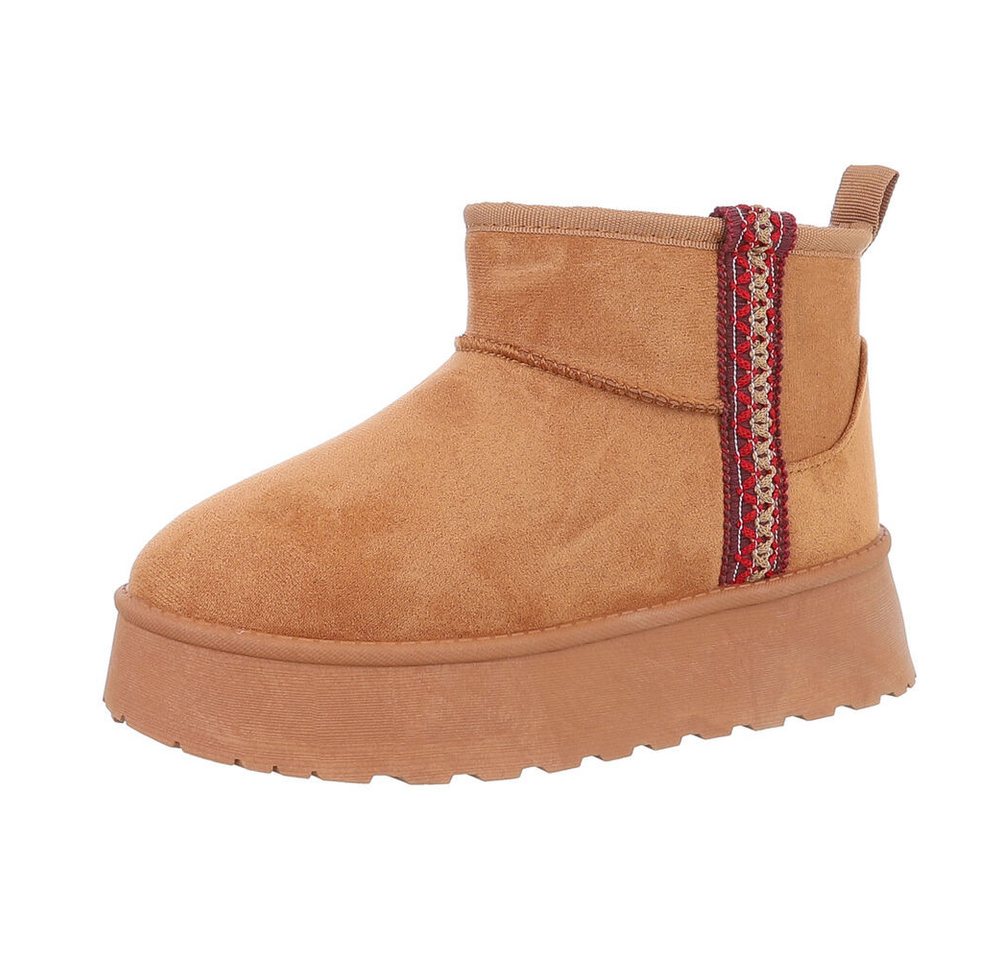 Ital-Design Damen Snowboots Freizeit Snowboots (87417872) Flach Stiefeletten in Camel Bild 2