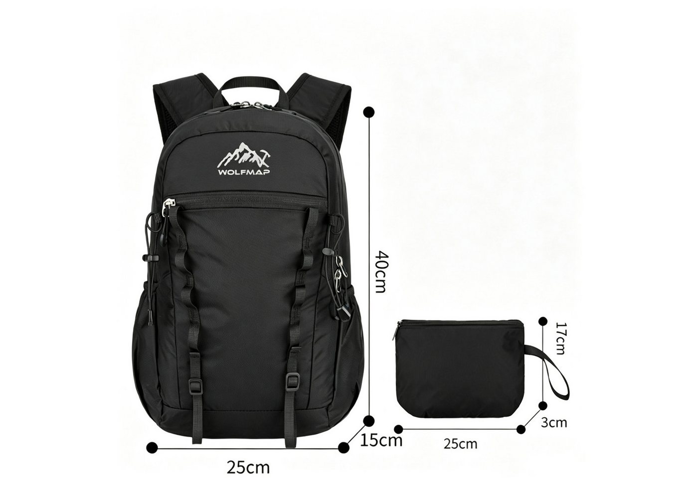 Fyrove Wanderrucksack 15L Wanderrucksack Kleiner Rucksack Leichter Daypack Tagesrucksack (für Wandern Daypack Travel Rad und Ausflug, Schwarz) Bild 5