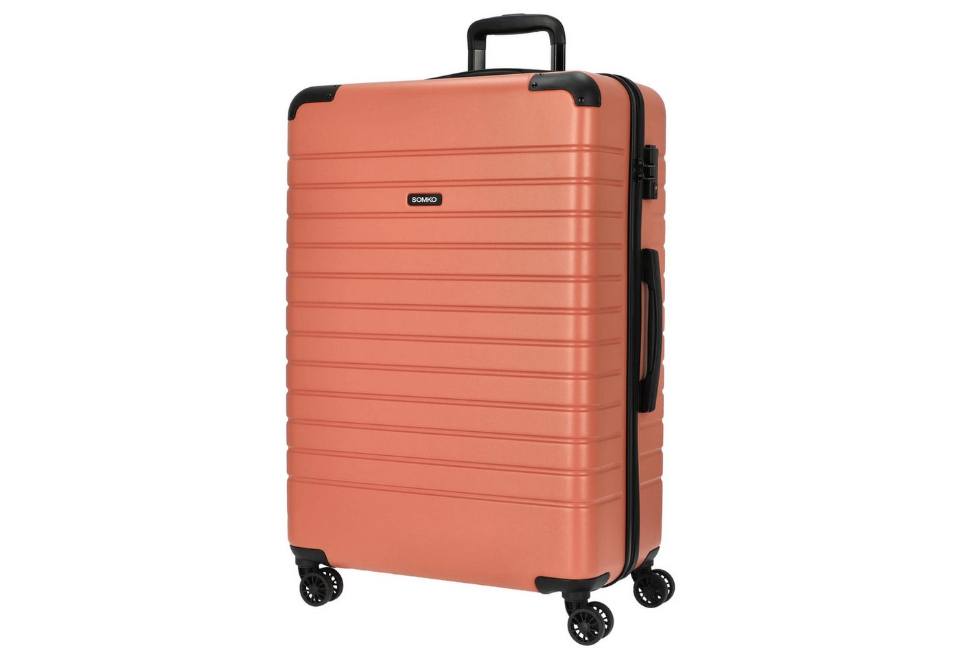 SOMKO Koffer Line - 4-Rollen-Trolley L 77 cm (coral), 4 Rollen